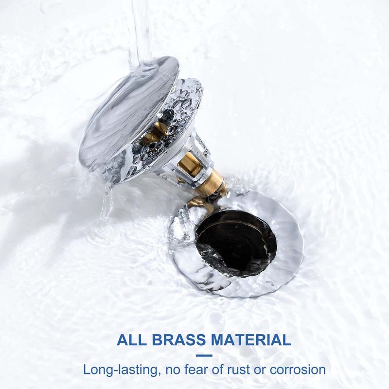 Universal 2-in-1 Bathroom Sink Stopper - Chrome Pop Up Sink