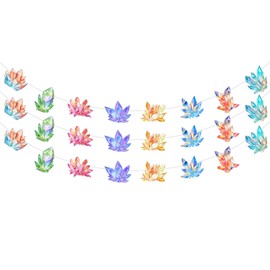 Fangleland 3 Pack Colorful Crystals Theme Garlands Banners, Geology Themed Party Decorations Crystal Hanging Banner for Birthday Baby Shower Wedding Party Supplies