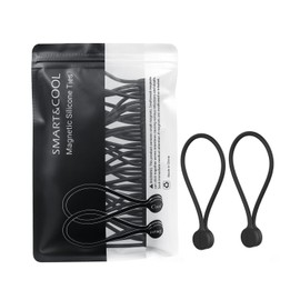 Smart&Cool SMART&COOL Reusable Silicone Magnetic Cable Ties for Bundling and Organizing, Holding Stuff, Book Markers, Fridge Magnets, Assorted Color, 7.16'' (20-Pack, Black)