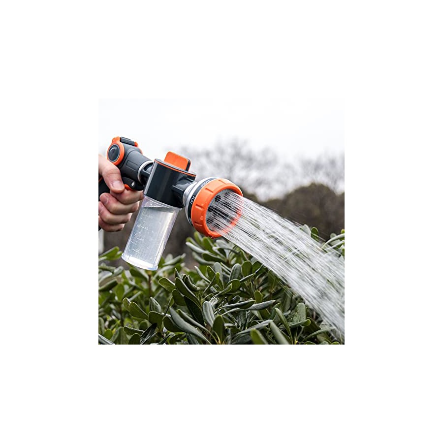 High-Pressure 8-Pattern Hose Nozzle with Soap Dispenser