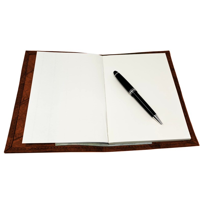 NELUHA Notebook A5 Blank Refillable Teak Leaves Vegan Sustainable Leather