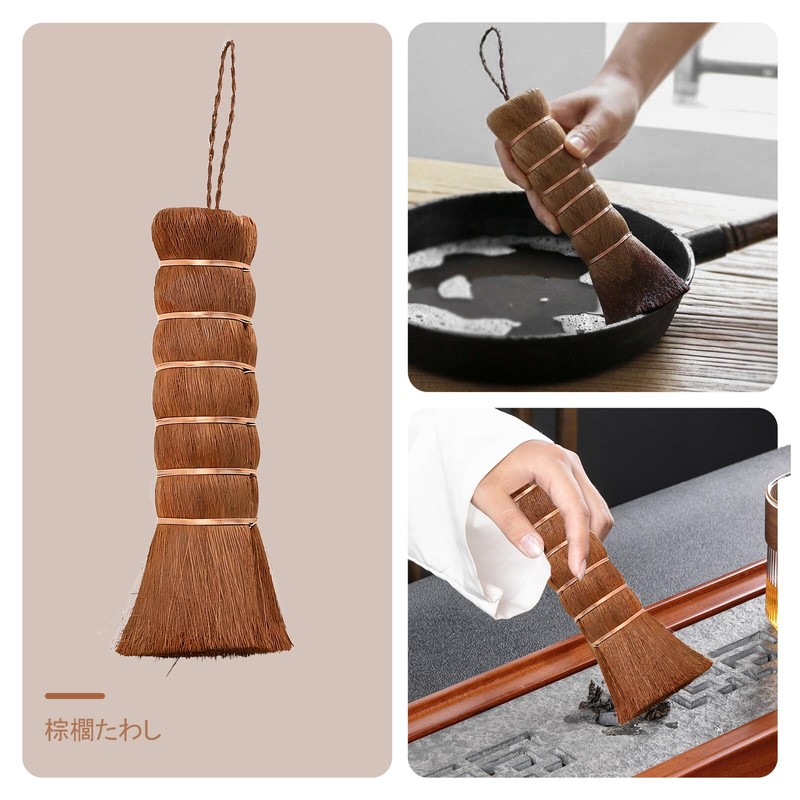 KOCOMART 棕櫚たわし 握りたわし18cm キッチン ヤシのブラシ フライパン洗い 平鍋 中華鍋 油汚れの除去 天然素材
