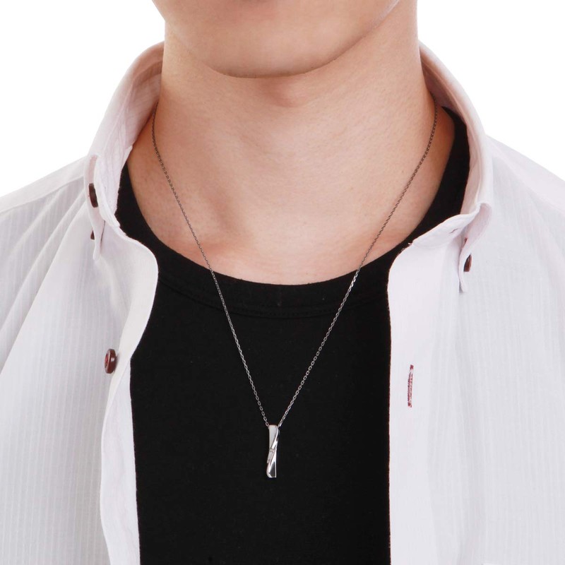The Kiss SPD1835DM Diamond Black Rhodium Plated Silver Necklace, Silver,