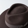 ReqHatter Middle Brim Flat Felt Hat, Center-Fold Fedora, Wide Brim,