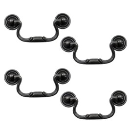 Pastlla 4Pcs Antique Bronze Black Cabinet Pull Handles Bail Handle Drop Pulls Vintage Drop Bail Drawer Pulls for Closets, Cabinet, Drawer, Furniture -Style B(3.85" Hole Centers, 5.12" Total Length)