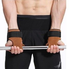 Health Wrist Straps for Deadlifts & Pull-ups Pull-up Bar Grip 1) Velvet PU Health Grip Brown 2ea
