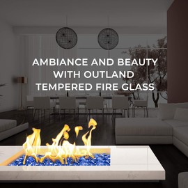 Outland Living Tempered Fire Glass Rocks 1/2 inch | Fire Pit Pellets for Indoor and Outdoor Natural or Propane Fireplaces, Fire Bowls | 10 Pound Jar (Pacific Blue)