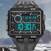 Men Rectangle Digital Sports Watch Night Light Rectangle Display Waterproof
