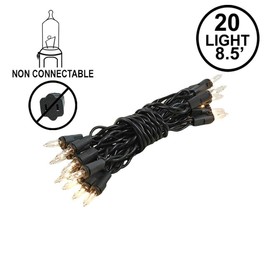 Novelty Lights 20 Light Clear Christmas Craft Mini Light Set, Non-Connectable, Black Wire, 8' Long
