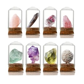 Healing Crystals 8pcs Different Gemstone and Crystals Sets in Wishing Crystal Bottles for Positive Energy Spiritual Healing Meditation and Bring Good Luck Great Choice for Gift (crystal stone A)