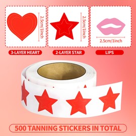 500PCS Tanning Sunbathing Stickers - Waterproof Tanning Bed Decals, Perforated Self Adhesive Removable Spray Tan Stickers for Suntan Outdoor Indoor(Double-Star Pattern)