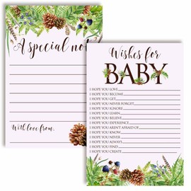 Watercolor Woodland Pinecones and Berries Baby Wishes Cards 20, 4"x6" - Great Keepsake and Fun Activity for Baby Showers - Wishes for Baby Keepsakes Last Generations - Fill-In, Double-Sided Cards