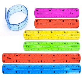 Bendy Ruler 30cm 20cm 15cm Long Flexible Shatterproof Folding Ruler Soft Bendable Straight Edge Bendy Rulers for School 6PCS