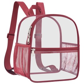 Oraben Clear Backpack for Stadium Events Clear Stadium Backpack 12x6x12 Bag (Nylon Shoulder Straps, Rose red)