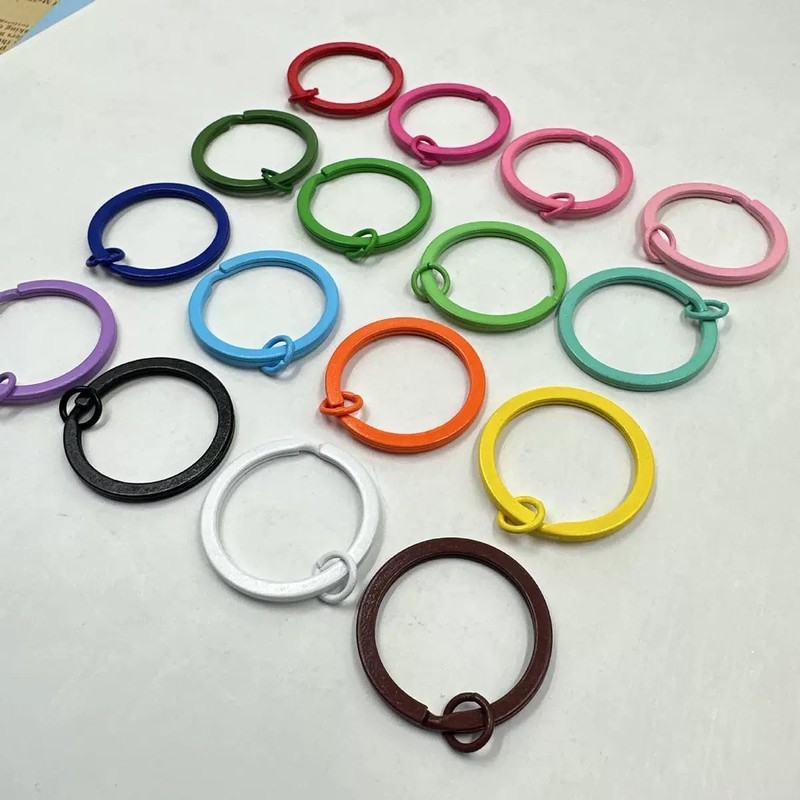 20 Pcs 30mm Multi-Colored Metal Flat Split Keyrings Keychain Rings