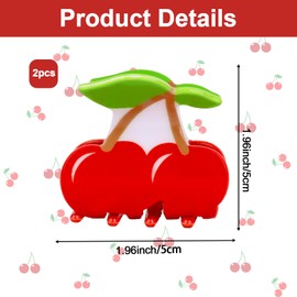 AMCAMI Cherry Claw Clip 2 Pack，Small Cherry Accessories for Women,Cute Summer Fruit Hair Clips, Non Slip Fashion Hair Accessories