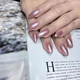 COSMOO Rose Gold Nail Polish, 12ml Quick Dry Nail Lacquer, Rose Shimmer Glitter Nail Art Varnish, 0.41 fl oz