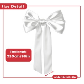 Women Wedding Satin Sash Belt 4'' Wide Double Side Chiffon Sash Waist Belt for Special Occasion Dress Sash Bridal Belts, White, 4 Inch