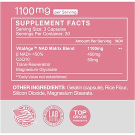 VHC NAD+ Supplement,NMN Alternative Liposomes with CoQ10, Trans-Resveratrol,D-Ribose for Women & Men,Supports Cellular Renewal,Energy Anti-Aging,Focus,90 Capsules