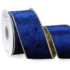 Ribbli Royal Blue Velvet Wired Ribbon 2.5 Inch Metallic Blue