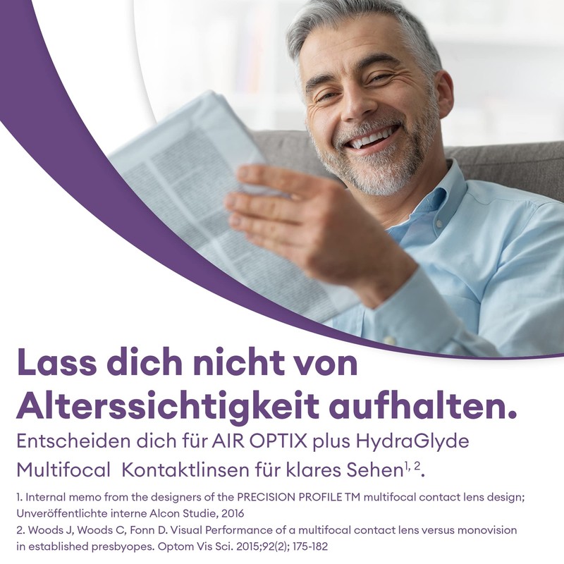 Air Optix plus HydraGlyde Multifocal Monatslinsen weich, 6 Stück, BC
