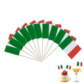 Pack of 100 Italian Toothpick Flags, Mini Italy Flag for Decoration, Italy Country Cocktail Fruit Sticks Cupcake Toppers, Perfect for Parties, Pub Decoration, Sports Events and Festivals