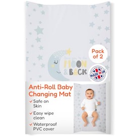 Anti-Roll Wedge Baby Changing Mat - Extra Thick & Durable, 69x45x8cm 2 Pack