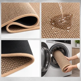 Washable Kitchen Runner Rug for Floor – Non-Slip Rubber Backed Faux Sisal Mat for Kitchen, Doorway & Indoor Use