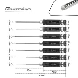 Speedybee RC Hex Driver Kit: 7pcs RC Tools Set 0.9mm 1.27mm 1.3mm 1.5mm 2.0mm 2.5mm 3.0mm Screw Driver for FPV Drone Quadcopter RC Car Helicopter Models