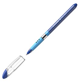 Schneider Slider Basic XB (Extra Broad) Ballpoint Pen, 1.4 mm, Transparent Barrel, Blue Ink, Box of 10 Pens (151203)