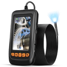 Endoscope Camera with Light, Dual Lens Sewer Inspection Cameras with 4.3" IPS Screen, 1920P Industrial Borescope Camera with 7 LED Lights, 16.4FT Flexible Snake Cameras Tool for Automotive, 32GB Card