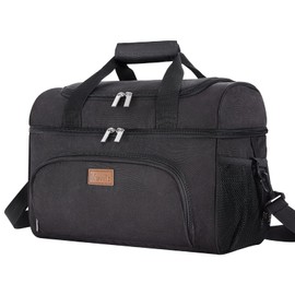 Lifewit Insulated Cooler Bag, 32 Can Large Leakproof Beach Cooler, Lightweight Portable Double Layer Soft-Sided Travel Ice Chest for Camping, Kayaking, Road Trips, Grocery Shopping, Black