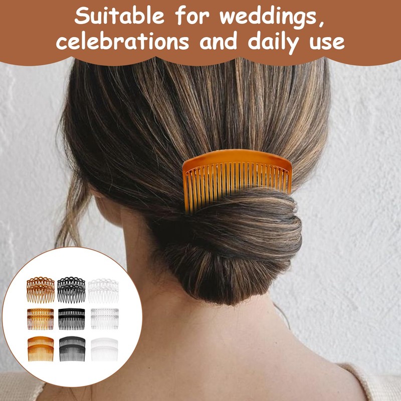 18 x Hair Combs, Black, White, Dark Brown, Achieve a