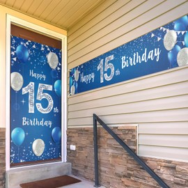 Happy 15th Birthday Door Cover Porch Banner Sign Set