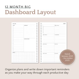 Organized by Happy Planner Dated 12-Month Planner, Jan.–Dec. 2025 Daily, Weekly, and Monthly Planner, Small Size, Dashboard Layout, Serene Garden, 72 Pages, 12 Dividers, 2 Sticker Sheets, 6" x 8.5"