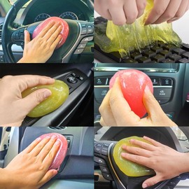 HAKPTRN 6Pcs Car Cleaning Gel Car Detailing Putty Interior Cleaning Slime Cleaning Supplies Auto Detailing Tools Car Accessories Keyboard Leather Sofa Car Vent Car Crevice Dust Cleaner (420g)