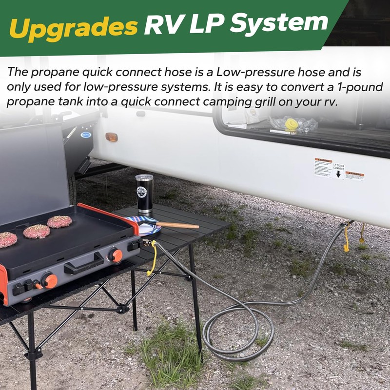12 FT Propane Quick Connect Hose for RV to Gas