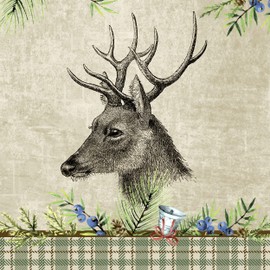 20 Lunch Napkins Stag Head Animal Hunting Motif 33 x 33 cm