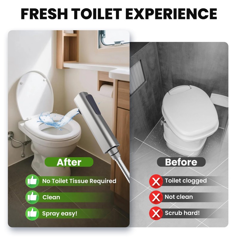 Terapaton RV Bidet Sprayer, RV Handheld Bidet with Water Hose