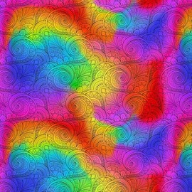 Generic Timeless Treasures Wildcat by Chong-A Hwang CD3038 Bright Ombre Geo Swirls Fabric, Mixed