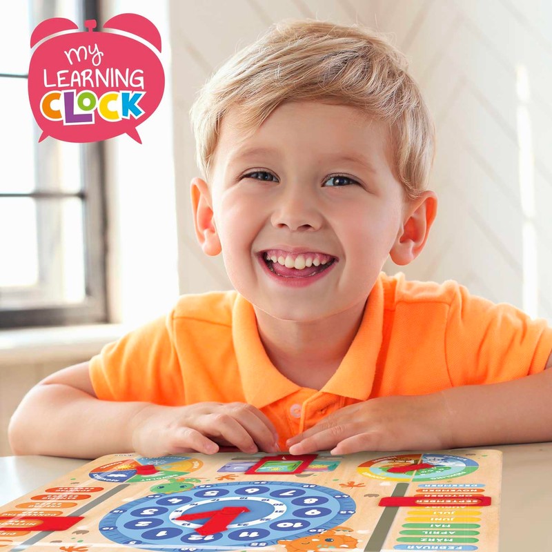 CRAZE My Learning Clock Dino - Wooden Learning Clock for