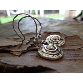 ✿ ETHNO MANDALA KREIS STEIN ✿ lange Haken Ohrringe