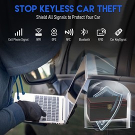 Faraday Box for Car Keys with 2 RFID Signal Blocking Pouches – Anti-Theft Keyless Entry Protection Case – Carbon Fibre Design for Phones, Spare Keys & Credit Cards