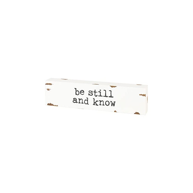 'Be Still and Know' Mini Distressed Wooden Shelf Sitter