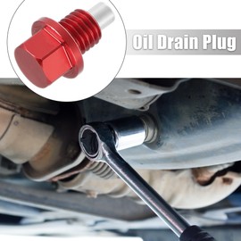 X AUTOHAUX 1 Set M12x1.75 Oil Drain Plug Magnetic Aluminum Sump Drain Nut with 5 Washers for Car Motorcycle Red