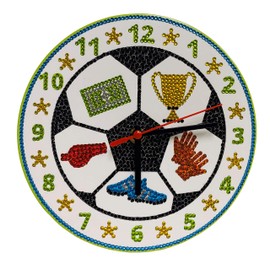 Little Learning Hands Soccer Ball Diamond Painting Kit Soccer Clock| Soccer Mosaic | Kids Crafts with Clock and Diamond Art Kit | Creative Soccer Crafts for Kids and Adults | Gifts for Girls and Boys