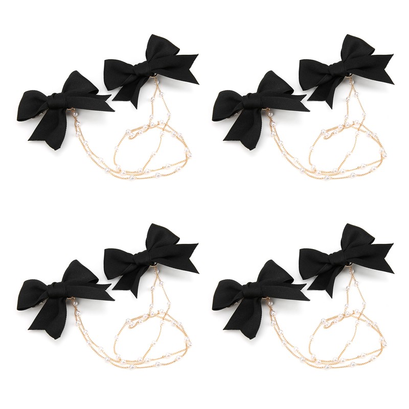 4Pcs Bow Hairpins Metal Snaps Barrettes Hair Clips Accessories with