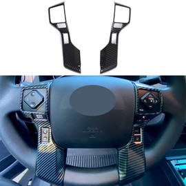 Tocatus Steering Wheel Cover Trim for 2015-2022 Toyota 4Runner Tacoma Tundra, ABS Carbon Fiber 2PCS (6 Holes)