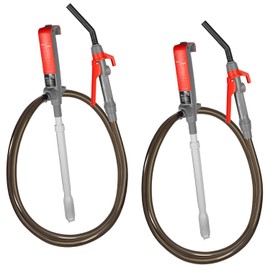 TERA PUMP 2nd Gen. of 2 Pack of Electric D Battery Barrel Chemical Transfer Pumps - Fits 5 Gallon Pails to 20 Gallon Drums - 10 FT Vinyl Discharge Hose Lever Action Nozzle Telescopic Intake Tube