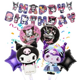 7-Piece Birthday Decoration Balloons Cartoon Set, Children's Birthday Decoration Balloons Set with Happy Birthday Banner, Birthday Party Decorations for Children Girls